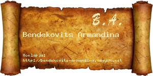 Bendekovits Armandina névjegykártya